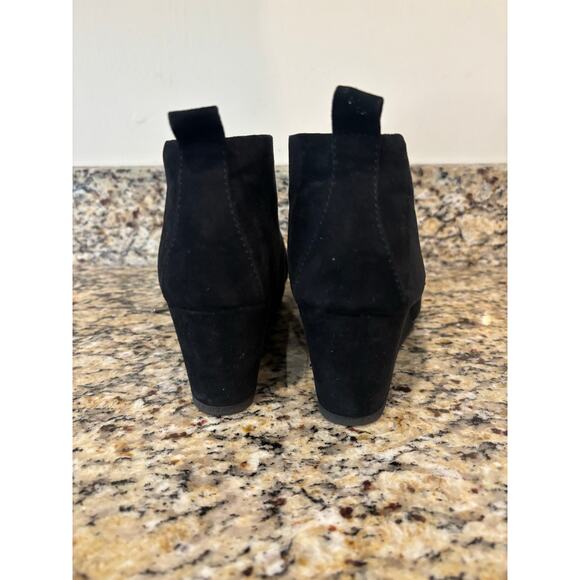Bongo Black Bootie Shoes Boots Size 6.5 Woman Wedge Suede - Picture 3 of 7